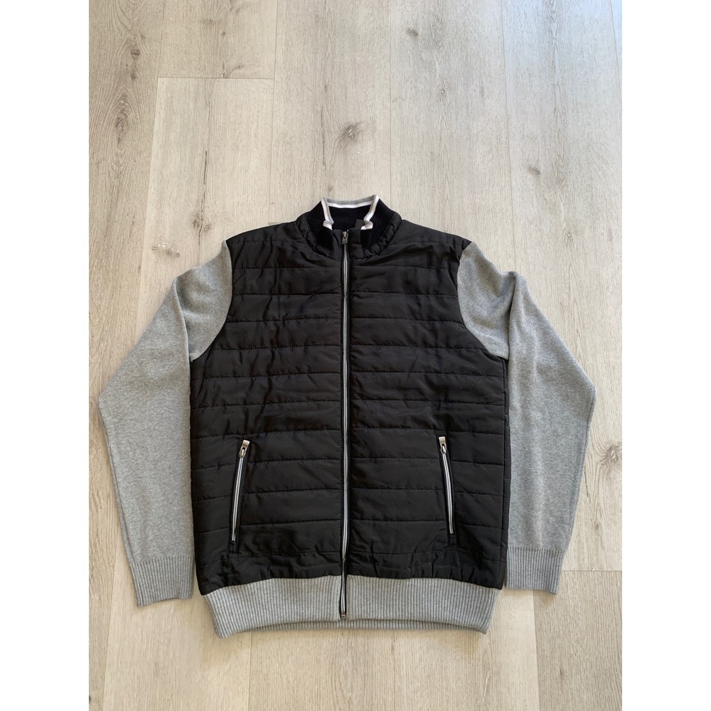 Xray Jeans Mens Hybrid Puffer Jacket Black Grey Knit Sleeve XMW-30029 New M